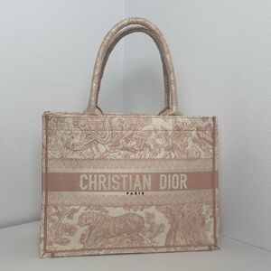 Christian Dior Small Book Tote Toile de Jouy Pink Beige JOEY Embroidery